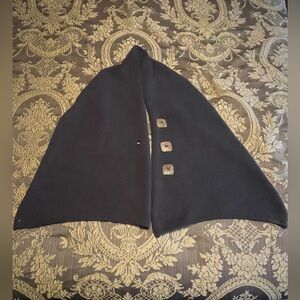 SIMONE LAYNE Knit Wrap Coconut Shell Buttons Dark Grey 100% Cotton One Size